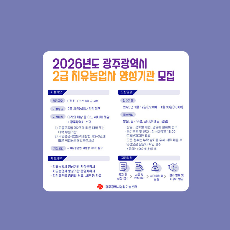 광주농업기술센터, 2급 치유농업사 양...