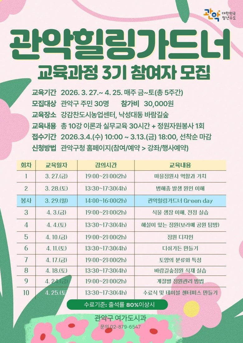 관악구, ‘힐링 가드너’ 운영 체계 ...