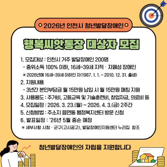 인천시, ‘행복씨앗통장’ 사업, 청년...